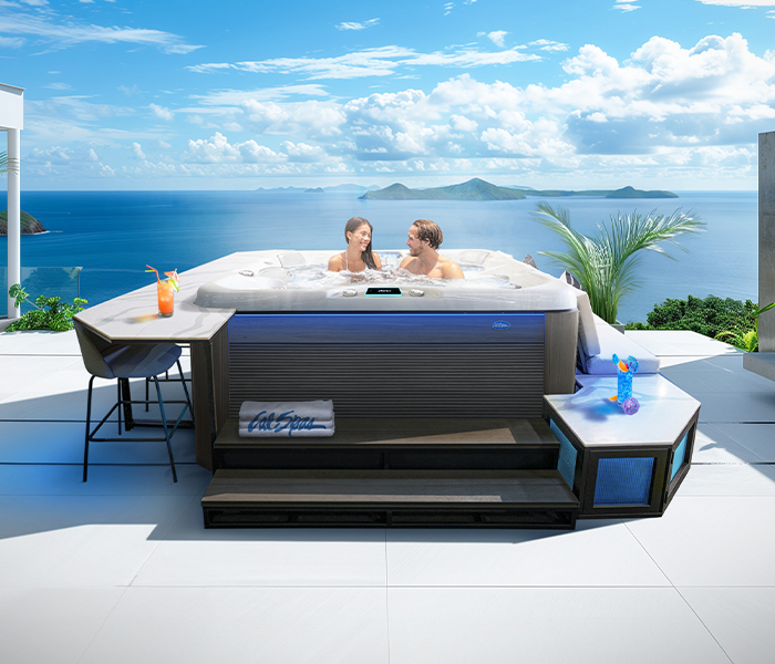Calspas hot tub being used in a family setting - Lakeland